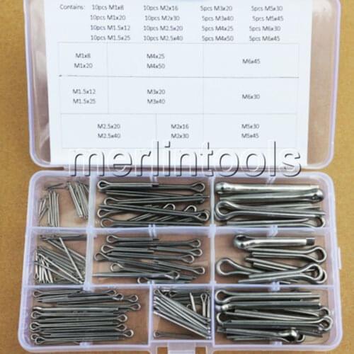 120Pcs 16 Kinds of Stainless Steel Split-Cotter Pins Assortment Kit 1 - 6mm