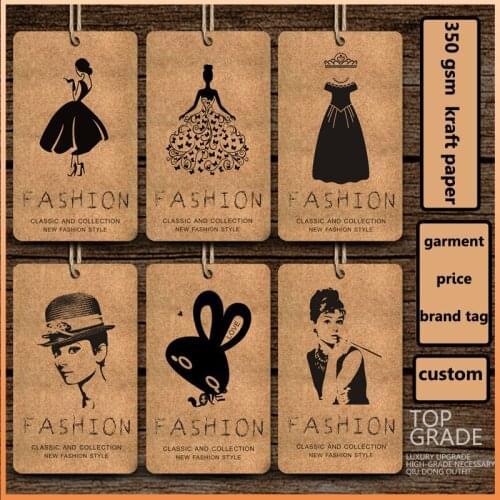 2.1*3.55inch 1000pcs per lot 350gsm kraft paper customized clothing garment products hang tag logo name brand label tag