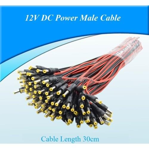 2PCS/lot 12V DC Power Male Cable Adapter Cord 2.1*5.5mm for CCTV Camera