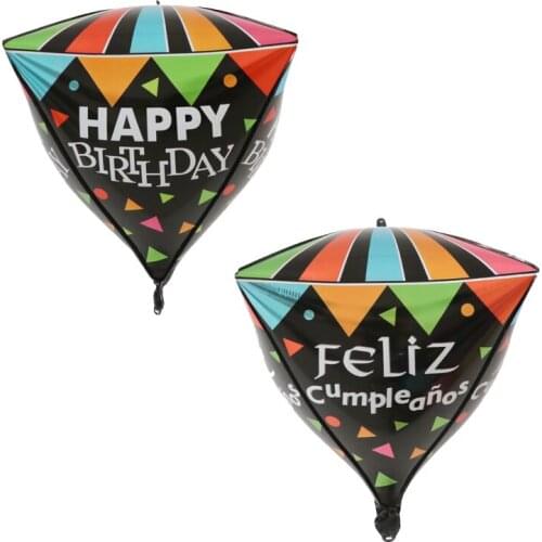 20pcs 24inch 4D Cube Diamond Spanish Foil Helium Balloons Happy Birthday Party Decor Baby Shower Spanish Air Globos Supplies