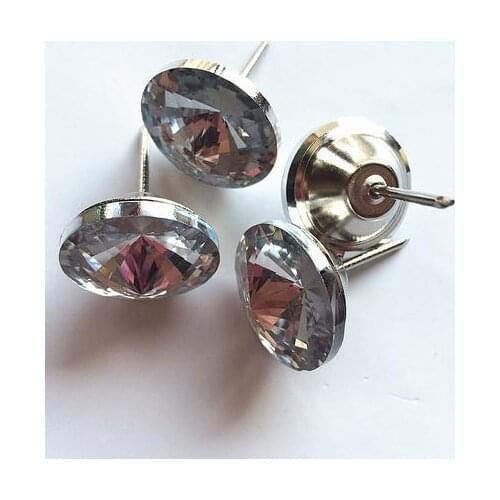 200pcs/lot 25mm Glass buttons with nails Upholstery Nail Stud Sofa Bed Headboard Decor Pointy Top Satellite Prong Button