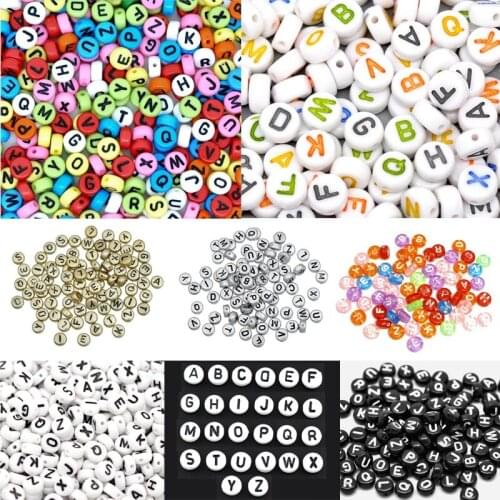 2500pcs At Random Mixed Multi colors Flat Round Alphabet /Letter \A-Z\ Acrylic Spacer Beads 7mm