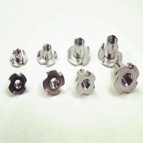 30Pcs M4 M5 M6 M8 Zinc Plated Four Claws Nut Speaker Nut T-nut Blind Pronged Tee Nut Furniture