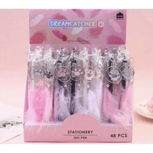 48pcs Kawaii Gel Pens Kitten claw dream catcher black gel ink pens pens for writing Cute stationery office school supplies 0.5mm