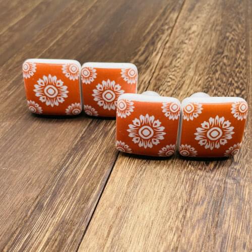 8x Vintage Flower Ceramic Square Knobs Cupboard Cabinet Drawer Door Handles Pulls Kitchen Furniture accessory Decor White