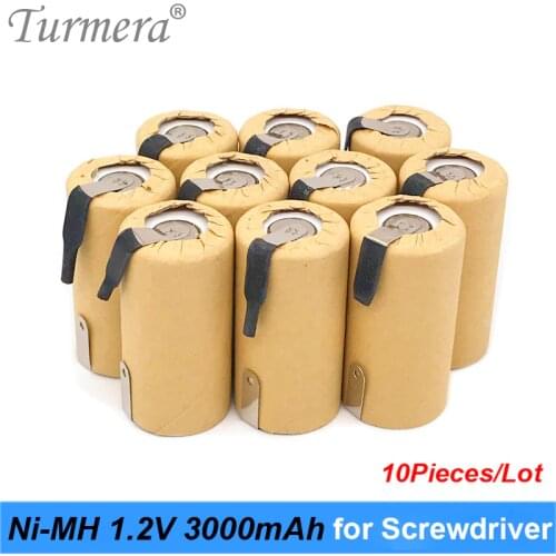 Turmera NI-MH 1.2V Battery 3000mah SC3000 Soldering for Screwdriver Battery Vacuum Cleaner Robot 1.2v ni-mh rechargeable battery