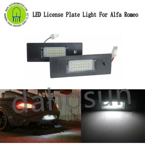2Pcs Dahosun White LED License Plate Compatible with Alfa Romeo 147 T7 T8 156 Brera Coupe Fiat PT PU Marea Rear Number Lamp