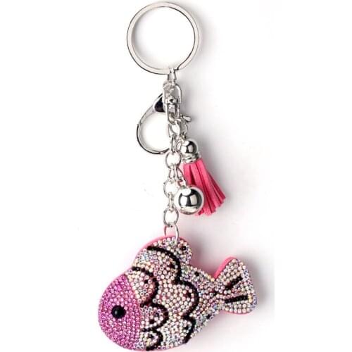 Lucky Fish Crystal Rhinestone Keyrings Key Chains Holder Purse Bag For Car christmas Gift Keychains Jewelry llaveros