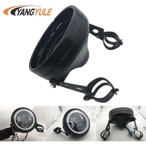 BLACK /CHROME 7 Inch Headlights Housing Bucket for Davidson Motorcycle