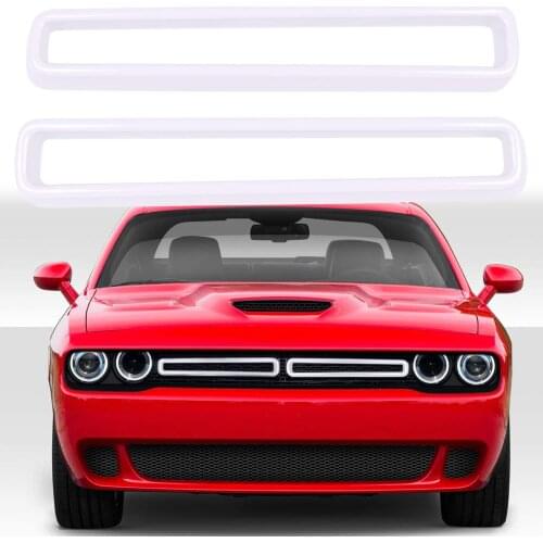 Chuang Qian 2x Front Grille Inserts Cover Trim Exterior for 2015-2020 Dodge Challenger White