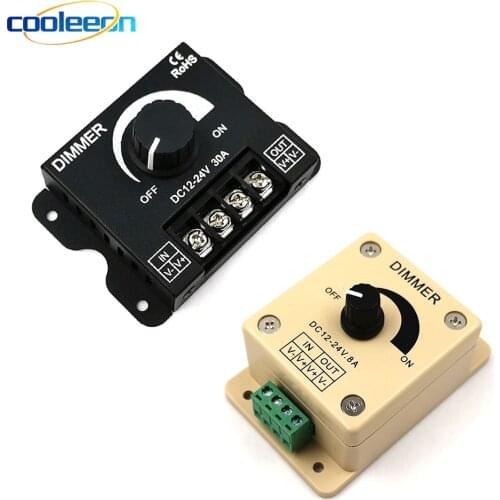 DC12-24V Lighting Dimmer for LED Lights 8A 30A Stepless LED Dimmers 10W 50W 100W 200W 300W Brightness Dimming Switch Controller