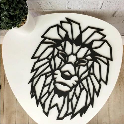 Wooden Lion Wall Decor Black Color King Of Forests Laser Cut Modern Nature Home Office 3D Creative Stylish Living Room Kitchen Decorative New 2021 - Quality Gift Ornament Beautiful Cute Painting Art MDF