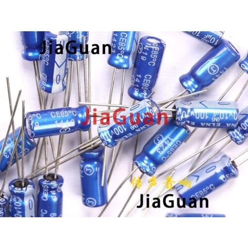 50pcs NEW ELNA RE3 100V10UF 5X11MM audio electrolytic capacitor 10uF/100V blue robe re3 10UF 100V