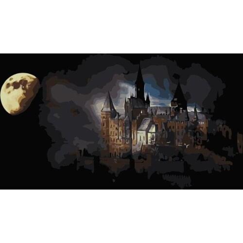 PX-51 Germany Moonlight Castle landscape painting coloring by numbers digital Handpainted canvas painting for home decor 40x60cm