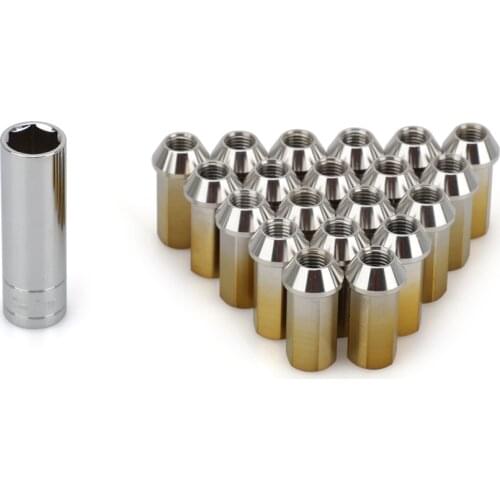 20PCS Racing Car Modification lug nuts 45MM Stainless Steel lug nut Tapered conical seat M12*1.5 HEX17MM