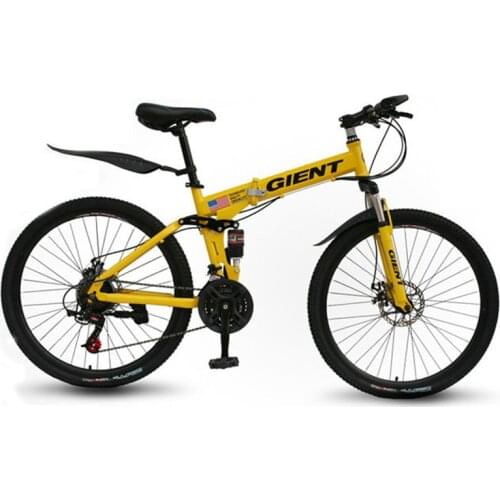 Mountain Folding Bike Bicycle 21 Speed 26 Inch Double Shock Absorption Shifting One Wheel Adult Men and Women