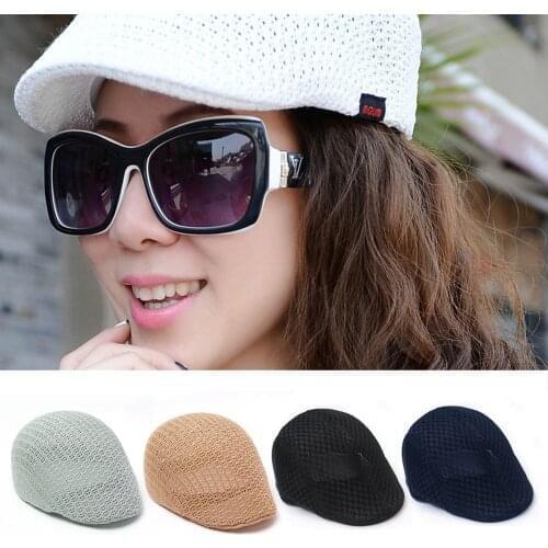 Unisex Casual Mesh Berets Cap Women Men Summer Breathable Mesh Caps Ladies Solid Adult Adjust Black White Hat Unisex Beach Cap
