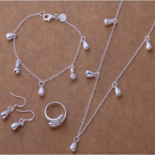 AS095 Hot sterling Jewelry Sets Bracelet 128 + Necklace 554 + Earring 177 + Ring 248 /adzaivga akmajbta silver color