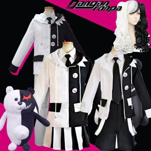 Anime Danganronpa V3: Killing Harmony Cosplay High Quality Monokuma Unisex Cosplay Costume coat+shirt+tie+skirt(or shirts)+socks