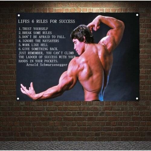 LIFES 6 RULES FOR SUCCESS Gym Decor Fitness Workout Canvas Painting Wall Art Muscular Hunk Poster Man Body Building Banner Flag
