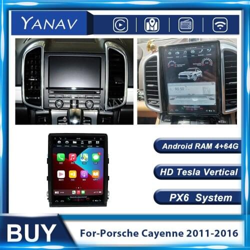 Android Tesla Vertical Screen Car Radio Multimedia Player For Porsche Cayenne 2011-2016 Video GPS Navigation Audio With Carplay