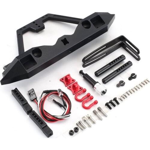 Metal Steel Rear Bumper with LED Lights for Traxxas Axial SCX10II RC Off-road Crawler Car Spare Parts Accessories Component