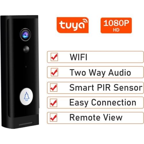 Mini WiFi Doorbell Camera Tuya Wireless Video Doorbell Google Home Doorbell Alexa Camera 1080P HD Home Security Camera