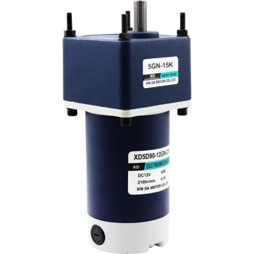 90W DC gear reducer motor Slow speed high torque motor 12V 24V DC motor with forward and reverse speed regulation