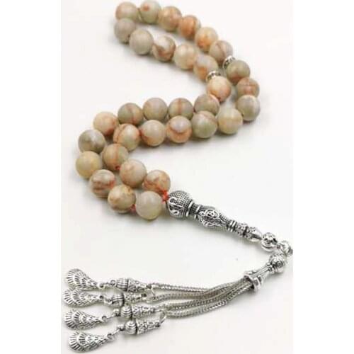 Muslim Bracelet Tasbih Natural MUD LINE STONE Rosary Islamic Gift 33beads Prayer Misbaha Saudi Arabia Fashion Jewelry