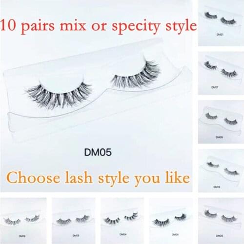 Soft Handmade DM short transparent eyelash 10 Pairs 3D Faux Mink False Eyelashes Drama Eyelashes Natural 25mm eyelashes