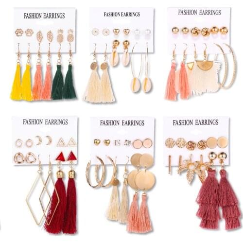 2020 New Earrings Set Tassel Boho Style 6 Pairs Earrings European and American Earring for Women Wholesale