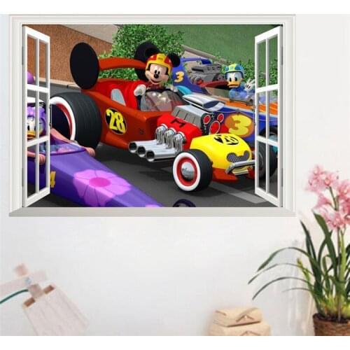 Cartoon Mickey Minnie Mouse Height Measure DIY wall stickers for kids room Children bedroom 3d window Car wall art decals poster