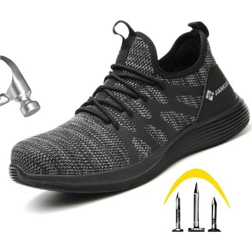 Indestructible Steel Toe Work Safety Shoes Men Night Reflective design Safety protective boots lightweight fashion sneakers