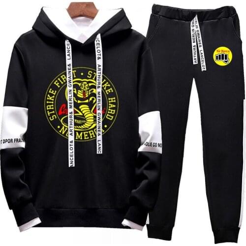 New 2021 Spring Autumn Men‘s Cobra Kai No Mercy Printing Hoodies Sweatpants Comfortable Cotton Trousers Sport Suit clothes