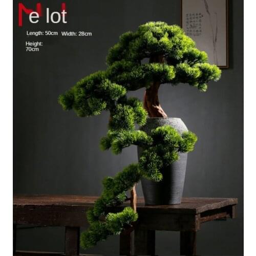 New Chinese Style Artificial Greeting Pine Decoration Villa Living Room Desktop Hallway Beauty Arborvitae Fake Trees Decoration