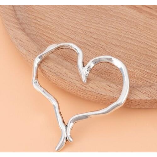 20pcs/Lot Large Open Heart Shaped Silver Color Charms Pendants for Necklace Jewelry Making Accessories