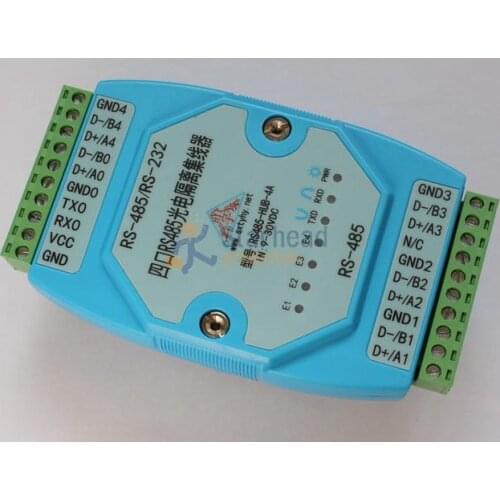 Full optical isolation RS232 RS485 to 4 Port RS485 HUB Splitter Repeater Level 2 Lightning Protection