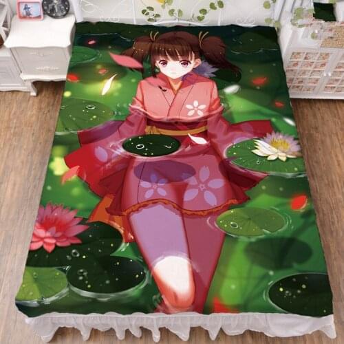 Anime Koutetsujou no Kabaneri character hozumi & Ayame & Mumei bed milk fiber sheet & flannel blanket summer quilt 150x200cm