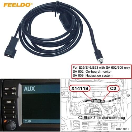 FEELDO 15Pcs 3.5mm Female Connector To 3-Pin AUX Connector Wiring Harness For BMW E39/E46/E53 With Navigation System(SA 602/609)