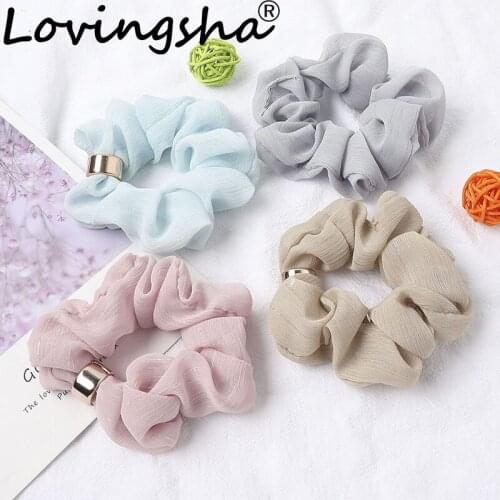 LOVINGSHA Fashion Solid Hair Accessories For Ladies Hair Tie Women Brand Girl Scrunchies Ponytail Hair Female Holder Rope FC210