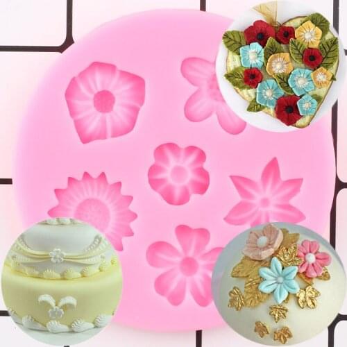 Flower Cake Baking Silicone Mold Cupcake Topper Fondant Molds DIY Wedding Cake Decorating Tools Candy Chocolate Gumpaste Mould
