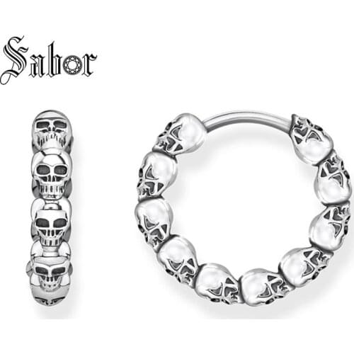 Skulls Hinged Hoop Earrings 2020 Brand New Fashion Jewelry Punk silver color Gift For Women Men thomas