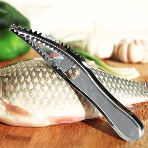 Fish Skin Scraper Seafood Tools Fish Scale Knife Stainless Steel Kitchen Accessories Fish Scale Planer Scaler Brush