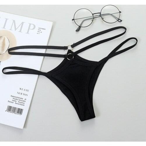Sexy G-String Thin Strap Hollow Panties Women Cotton Soft Lingerie Low Rise Thong Breathable Female Underwear Solid Color Briefs