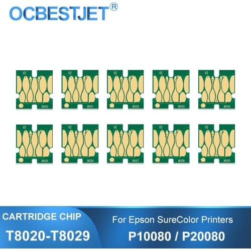 New Version 700ML T8020-T8029 T8021 Ink Cartridge Chip For Epson SureColor P10080 P20080 SC-P10080 Printer Chip 10Colors/Set