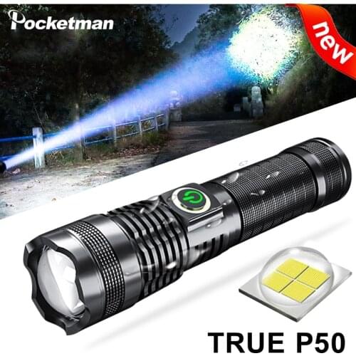 New XHP50 800000 Lumens LED Flashlight Built-in Battery Torch USB Light Charging 5 Modes Flashlight With Zoomable Power Display