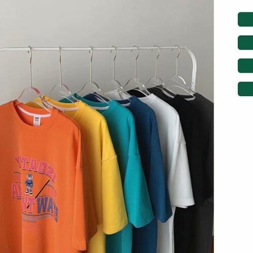 Loose Japanese Hong Kong Style Printing Five-point Sleeve Top Mens Tide Summer New Trendy Brand Short-sleeved T-shirt Boys