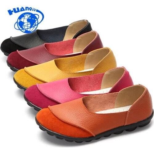 HUANQIU Soft Women Shoes Flats Moccasins Slip on Loafers Leather Ballet Shoes Fashion Casual Ladies Shoes Women Footwear ZLL298