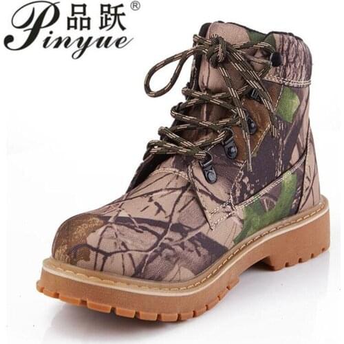 Outdoor Desert Military Camo Breathable Hiking Shoe Spring Autumn Men Hunting Climbing Leather Wearproof Tactical Training Boots