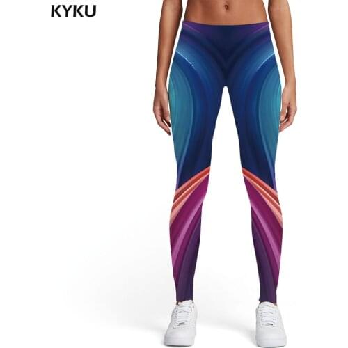 KYKU Brand Psychedelic Leggings Women Dizziness Sport Abstract Elastic Colorful Ladies Harajuku Printed pants
